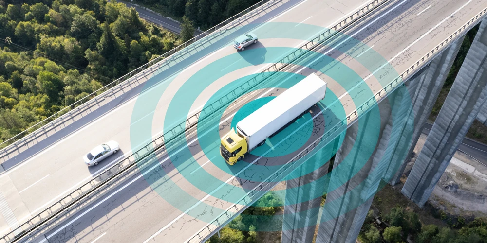 Brigade radar detection zone on an articulated truck